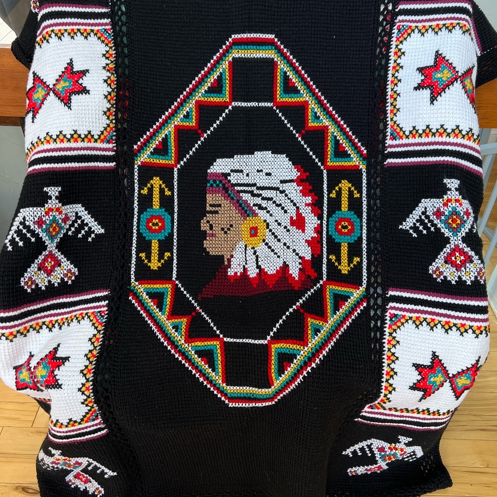 Vintage Handmade Native American Indian Afghan Throw Blanket